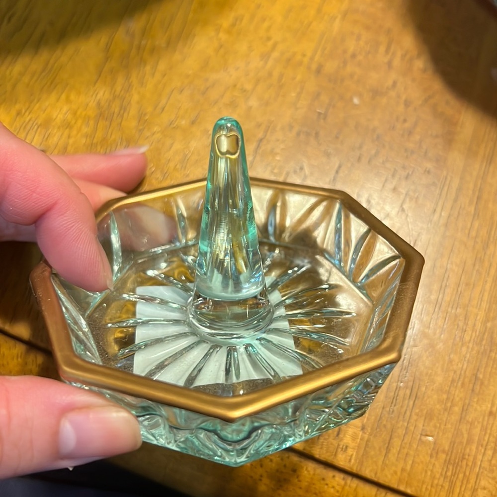 Glass Light green-blue ring holder